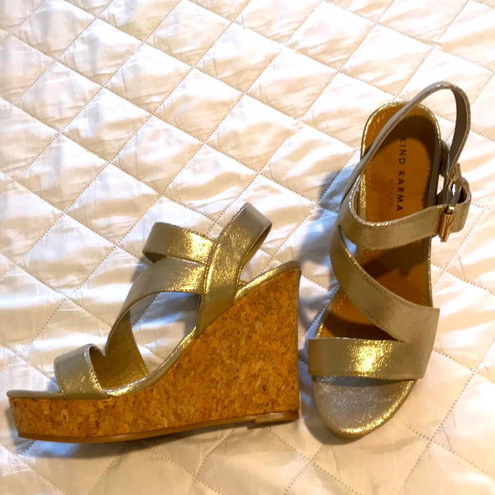 Sugar, Kind Karma cork bottom wedge heels.